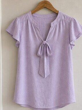 Lilac Tie Neck Blouse